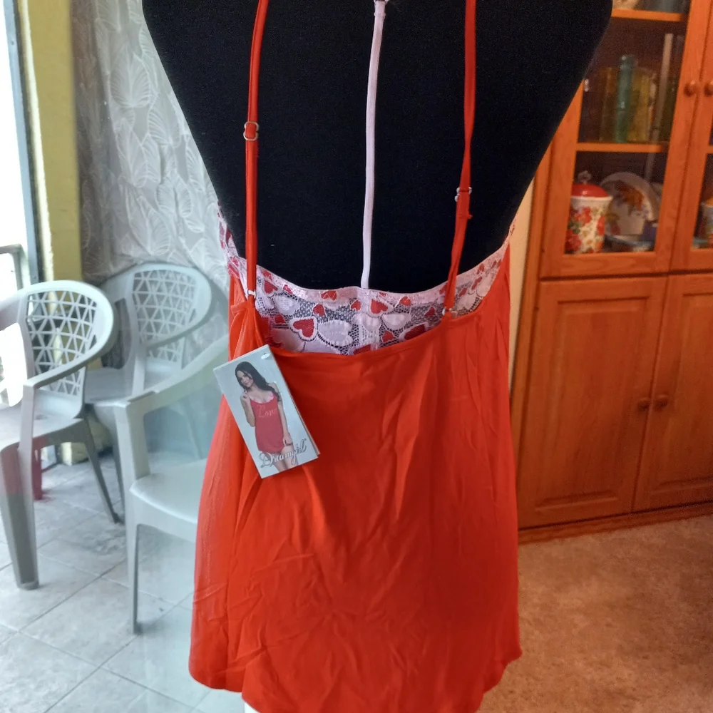 Dreamgirl 2-PC Love Chemise & Hearts Pattern Bralette Set